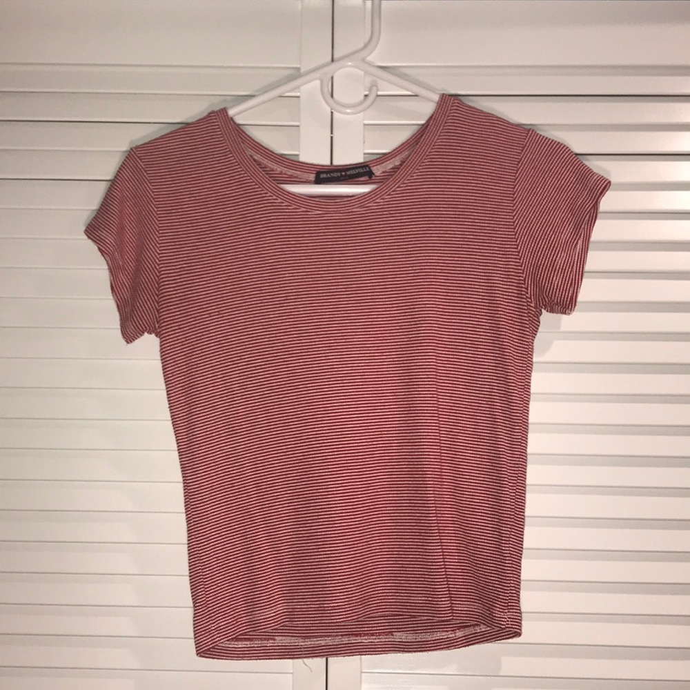 Red and White Striped Knit Brandy Melville Tee